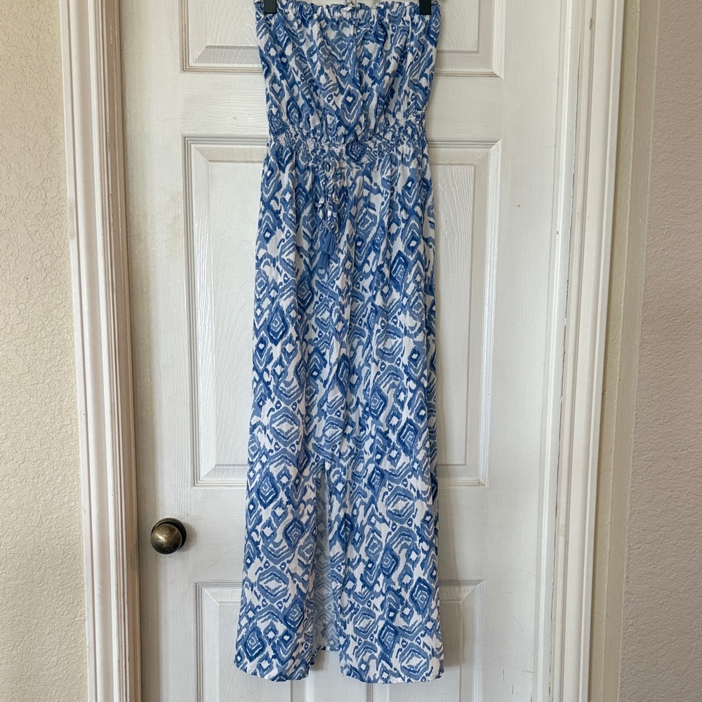 Jessica Simpson Strapless Blue and White Dress
